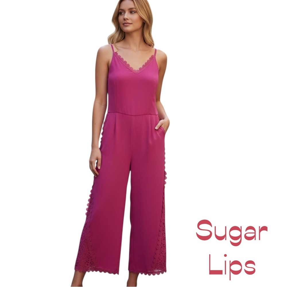 Sugarlips Pink Lace Jumpsuit NWT Size S